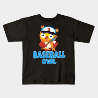 Cute baseball owl Kids T-Shirt
